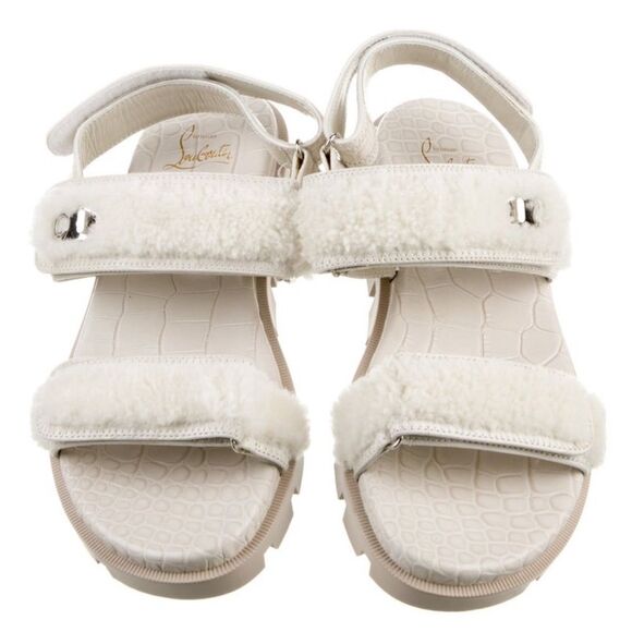 Christian Louboutin Leather and Shearling Sandals - Picture 3 of 6